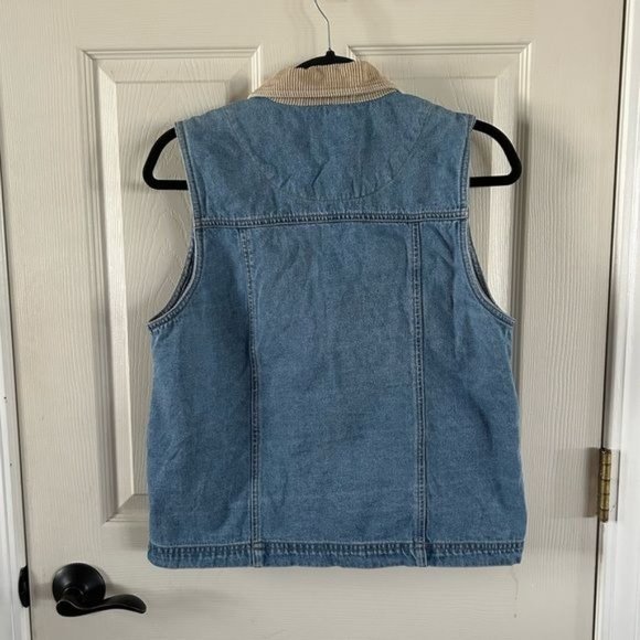 Vintage Solutions! Original Denim Jean Vest Corduroy Collar, Sz Small - Picture 16 of 16